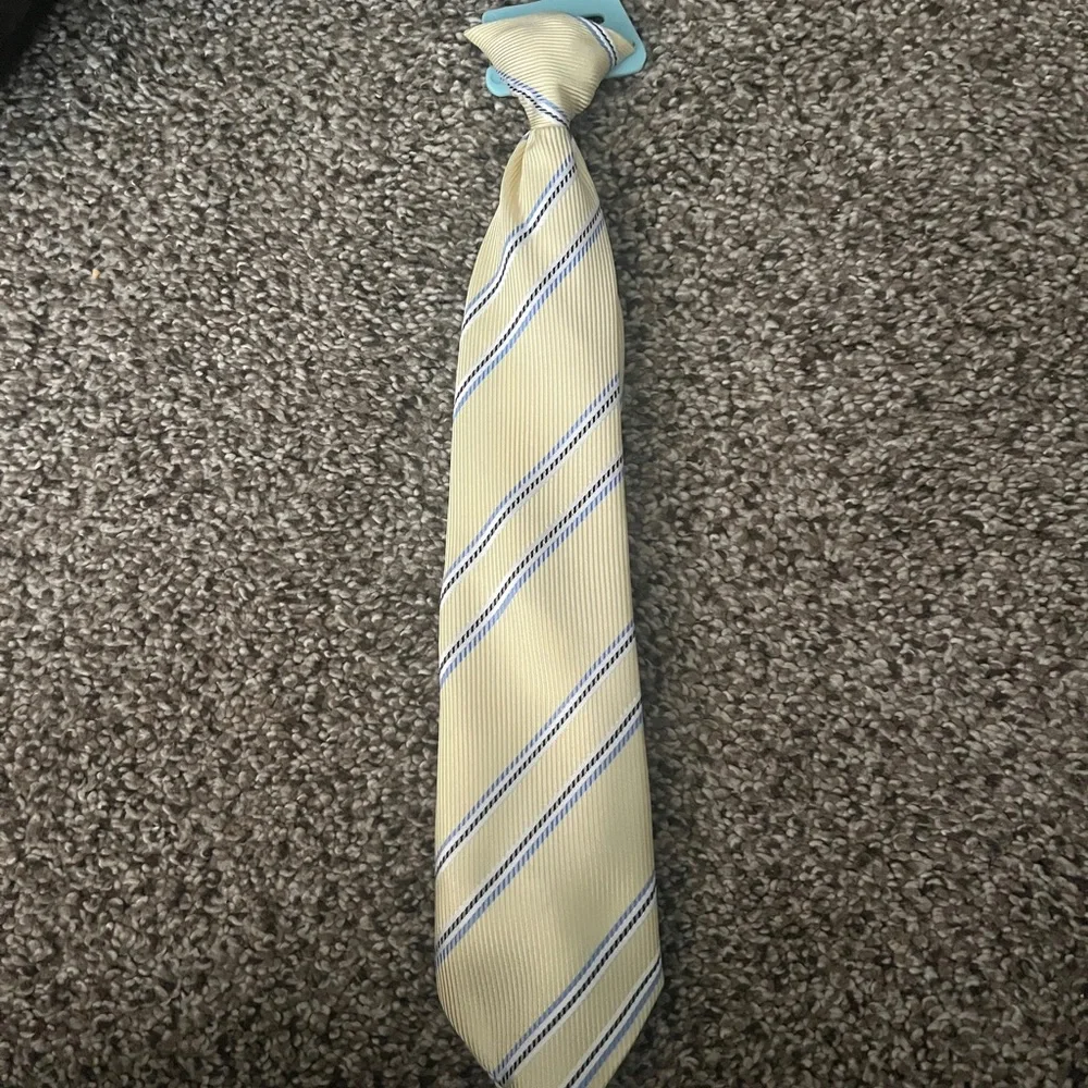 Kids Yellow and Blue Striped clip on  Tie